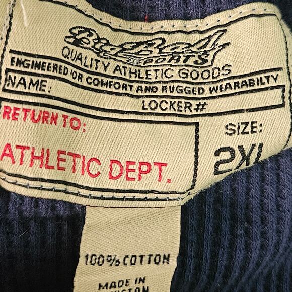 Navy Waffle Knit Cotton Long Sleeve Top Size 2XL - Picture 3 of 3